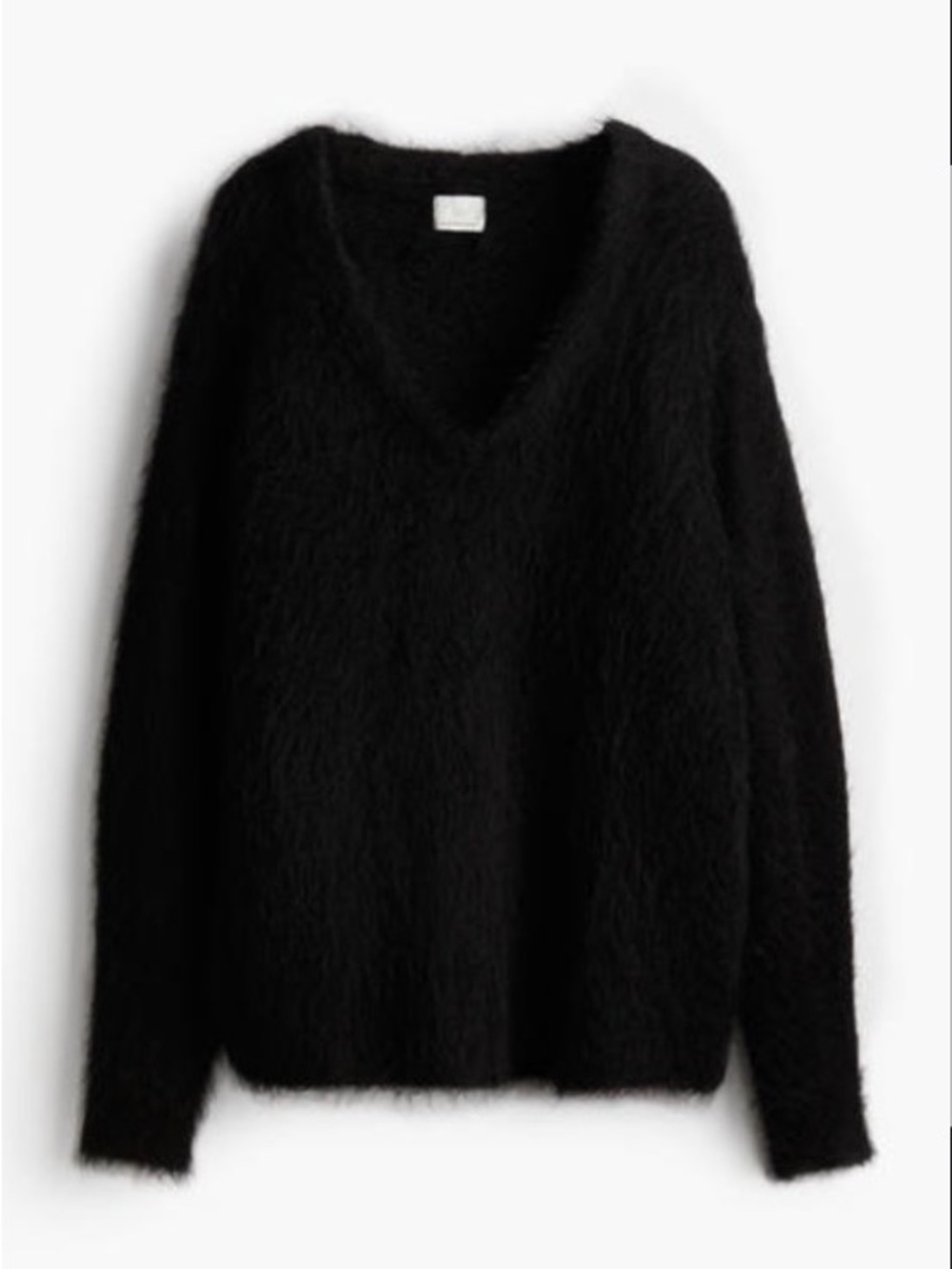 Black V-Neck Mohair Blend Sweater H&M Premium